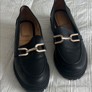 Rachel Zoe Black Loafers with Silver Detailing